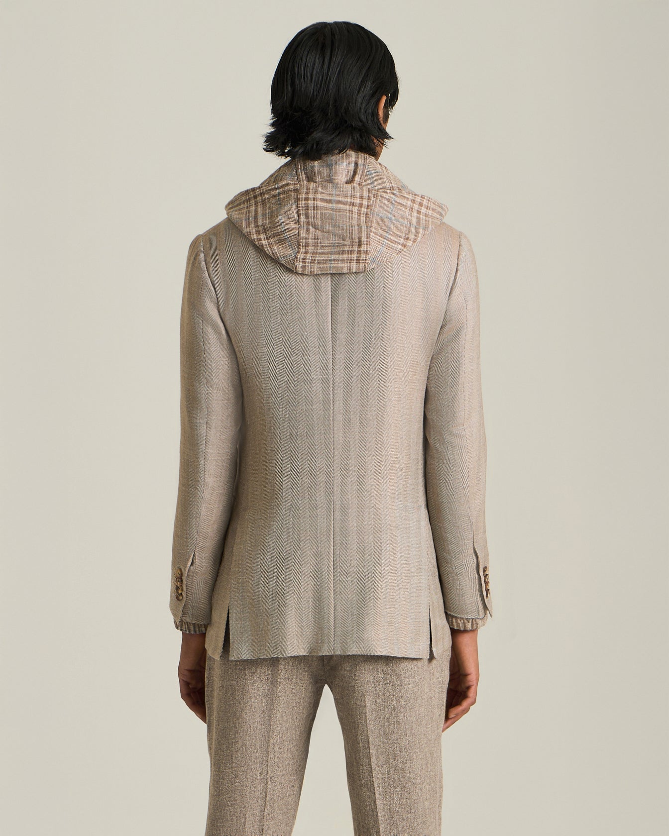CASHMERE BLEND HERRINGBONE PATTERN BLAZER - Image 3