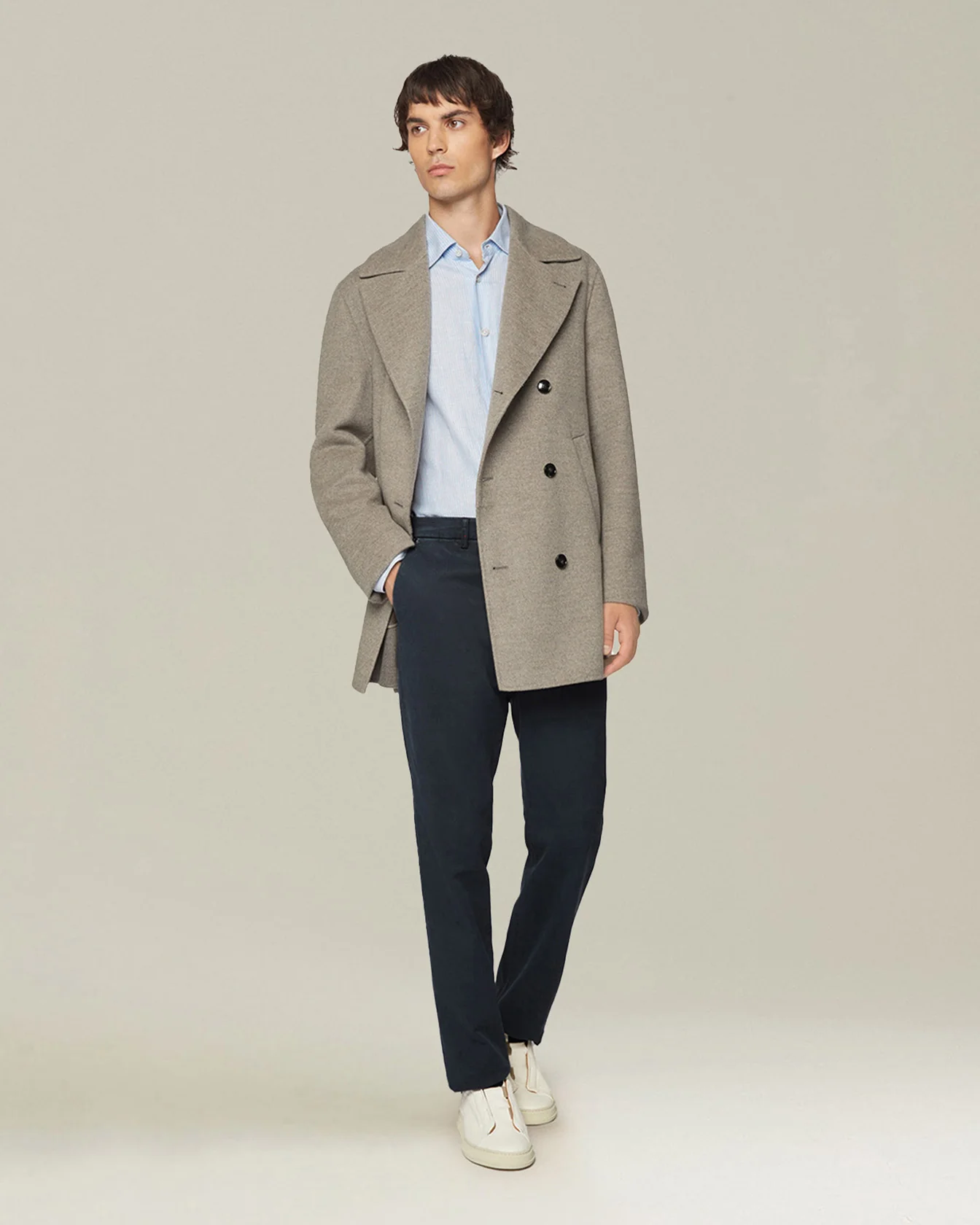 CASHMERE BLEND PEA COAT - Image 5
