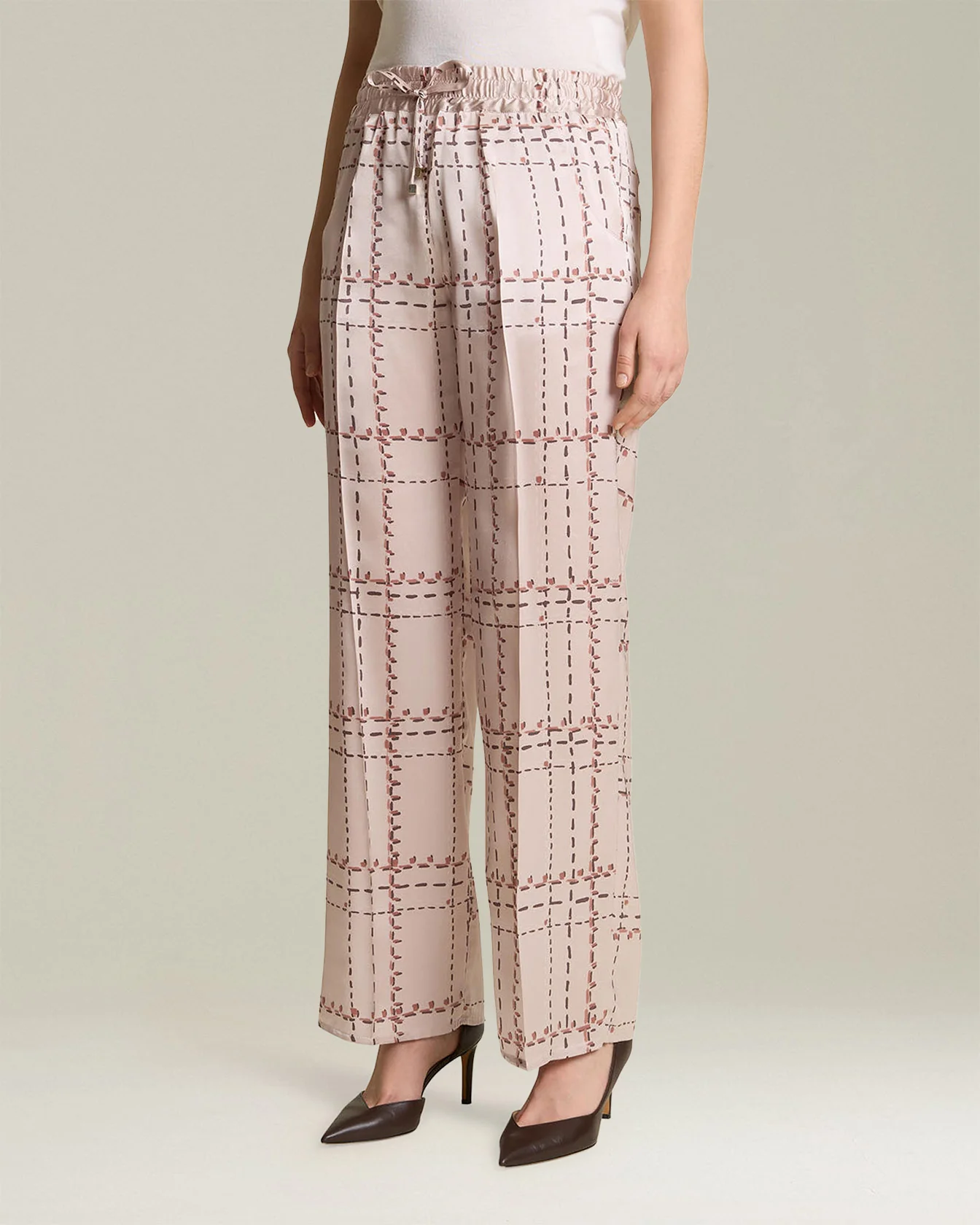 PRINTED SILK DRAWSTRING TROUSERS - Image 3